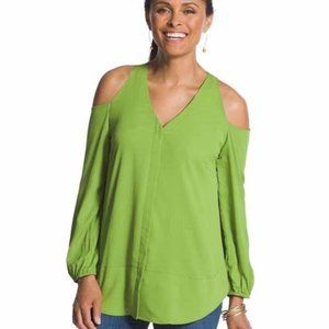 CHICO'S Cold Shoulder Hidden Button Down Kiwi